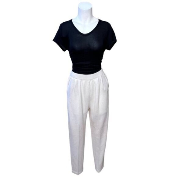 VINTAGE St John Collection Marie Gray Santana Knit Ivory Knit Pant Sweater Set - Picture 2 of 16